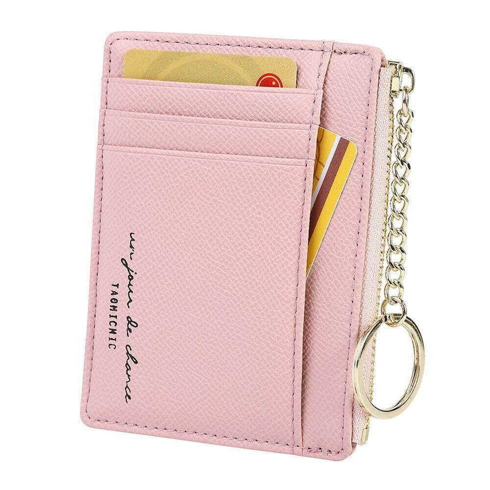 5077 8 Cards Slim Minimalist Card Holder Coin Changes Purse Keychain Front
